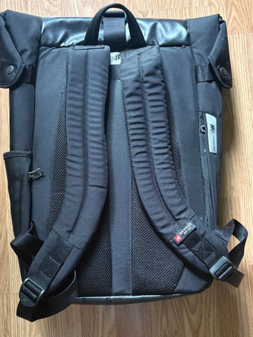 New Balance Flight Bag Fold-Top Roll-Top Backpack Black 24L